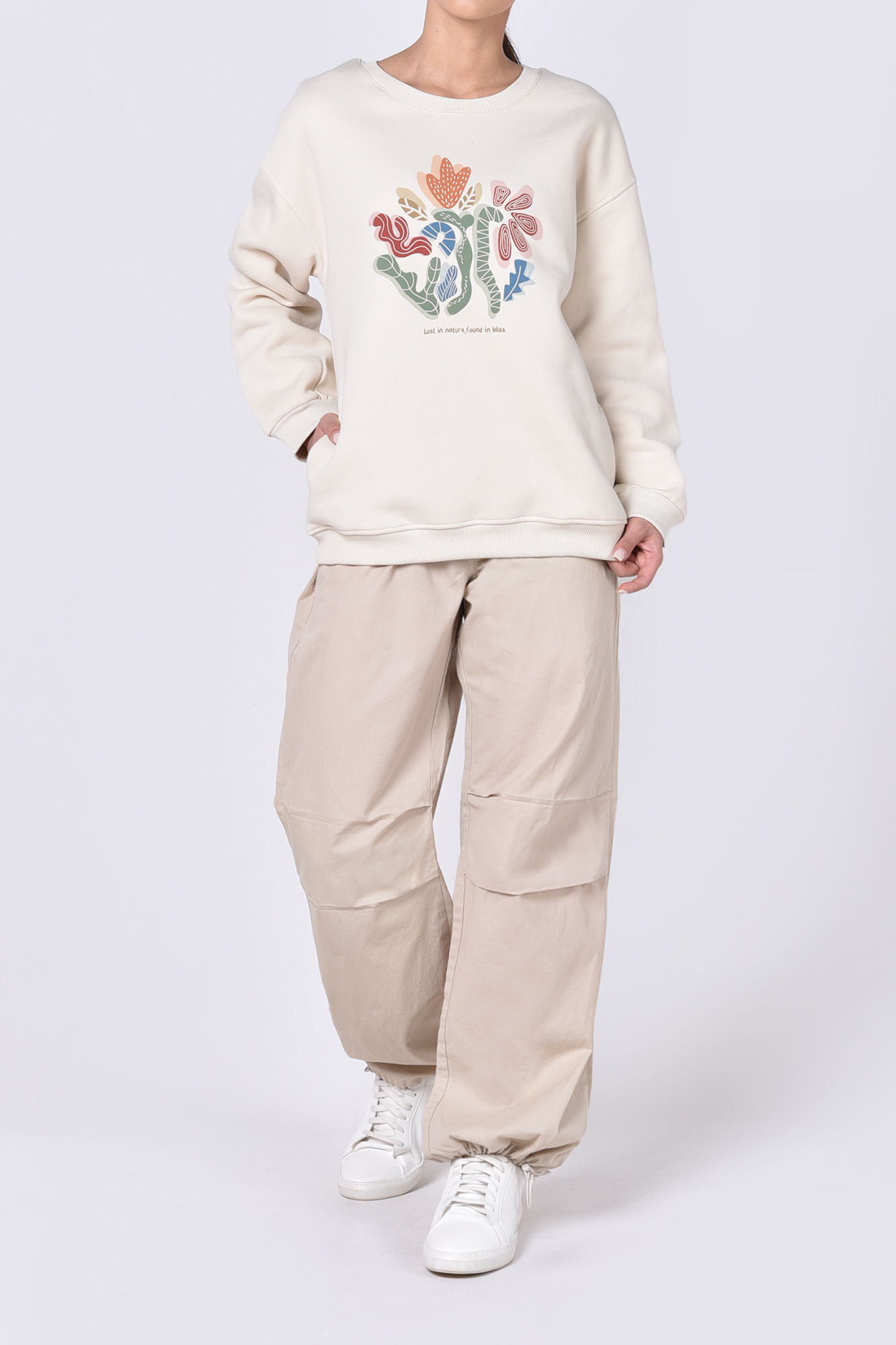 تیشرت آستین بلند چاپی زنانه