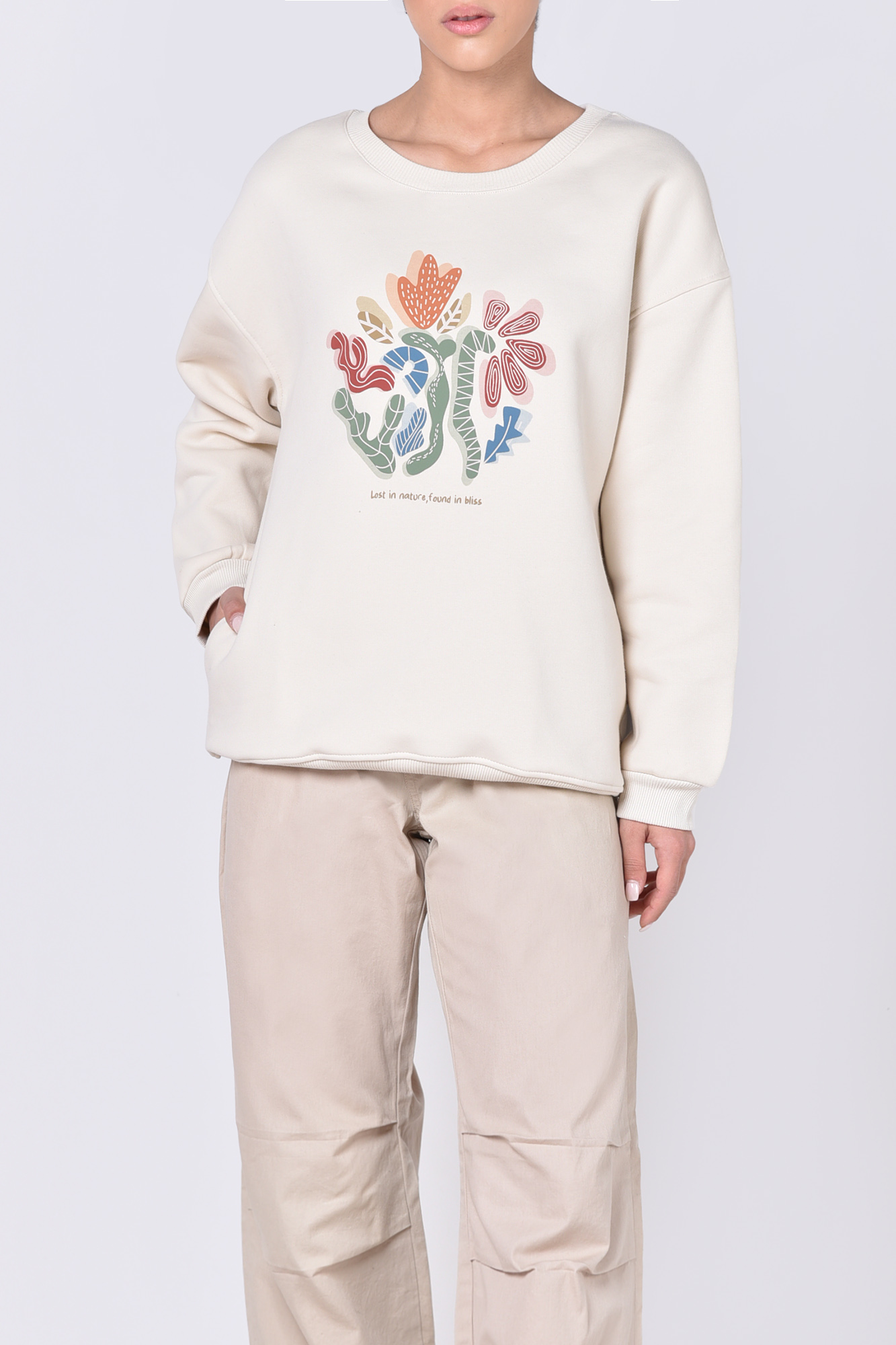 تیشرت آستین بلند چاپی زنانه