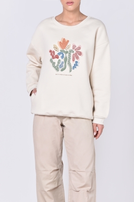 تیشرت آستین بلند چاپی زنانه