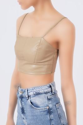 تاپ چرم ساده زنانه