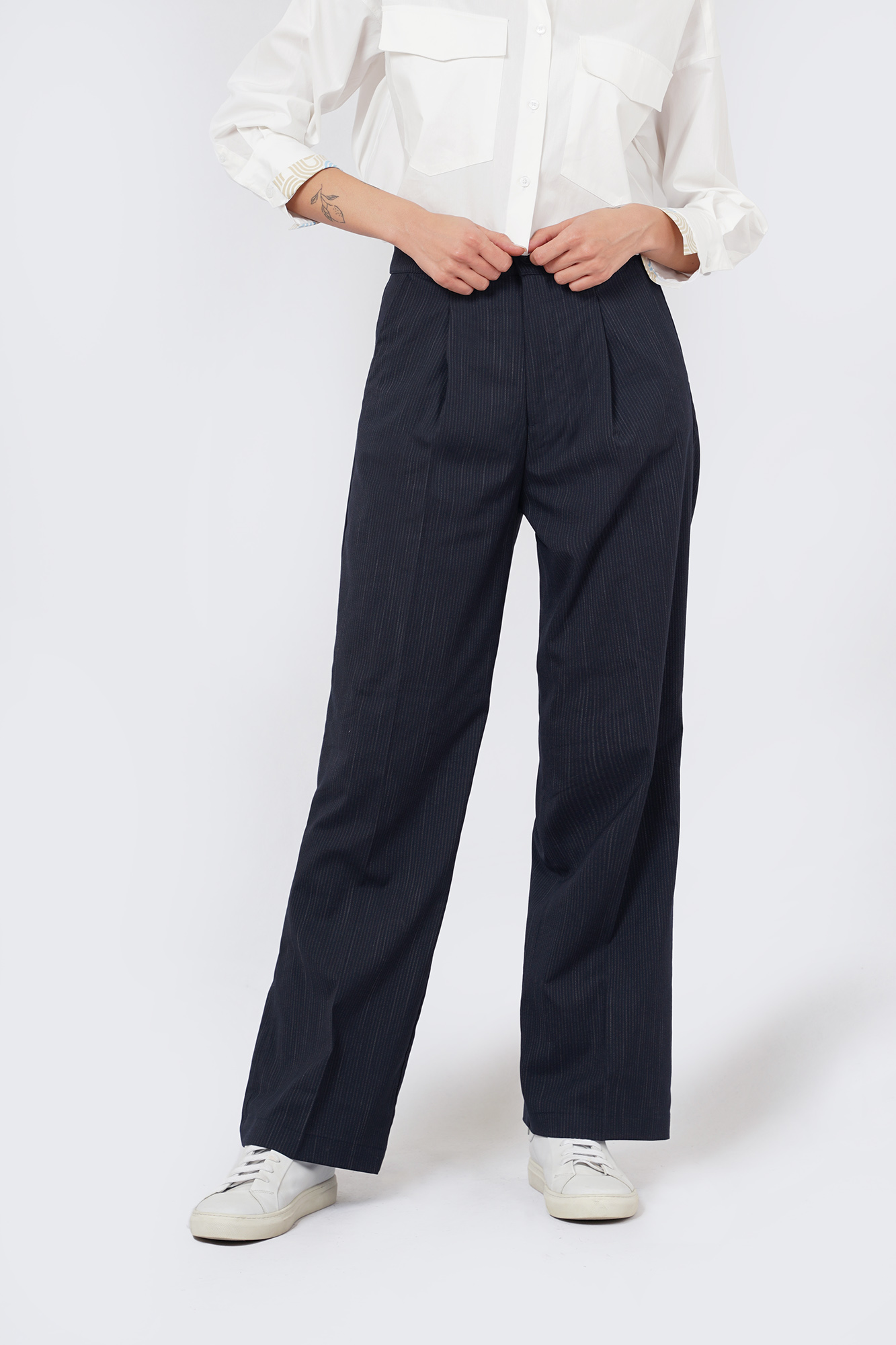 شلوار پارچه ای راه راه زنانه