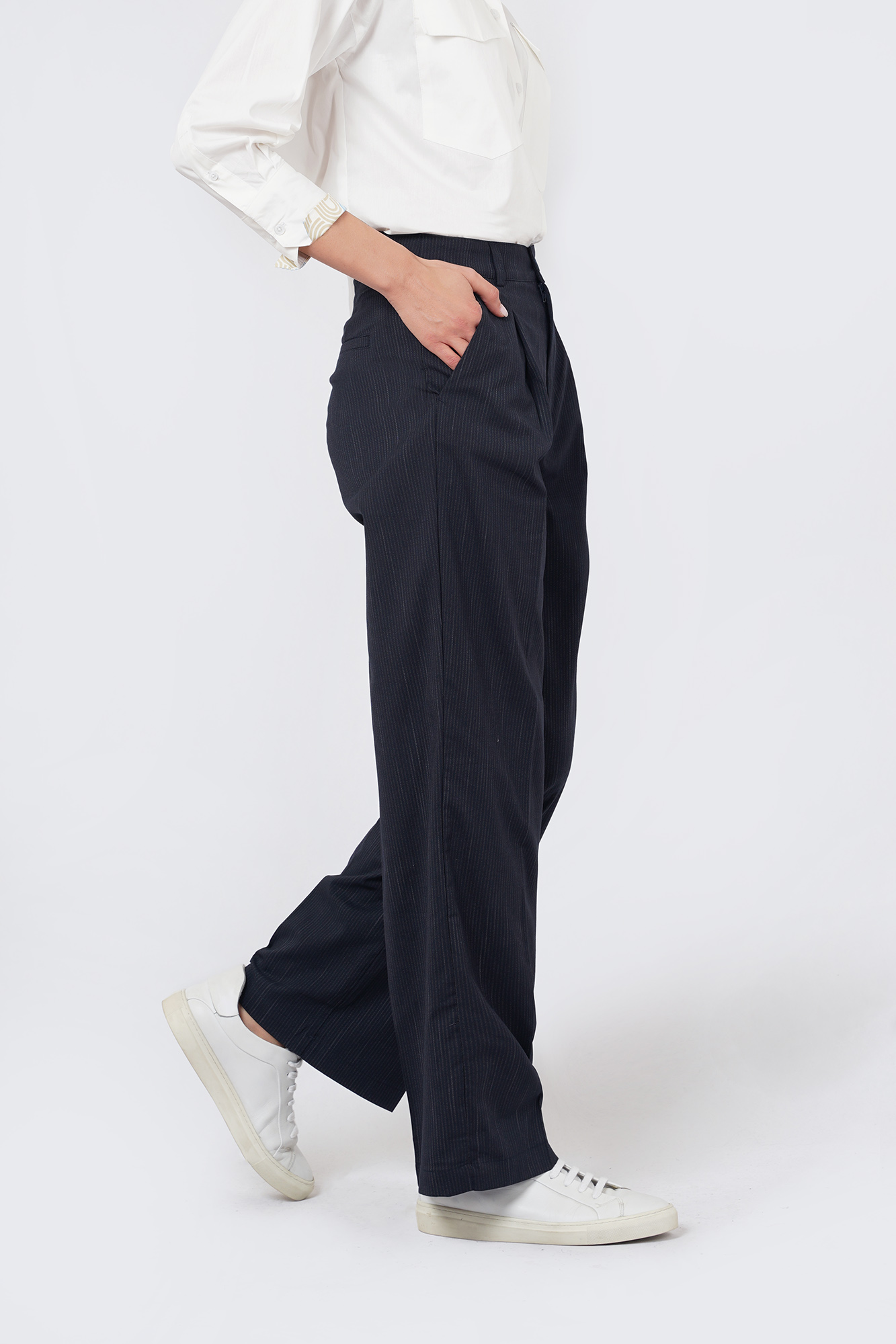 شلوار پارچه ای راه راه زنانه