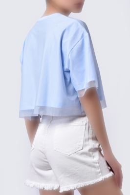 تیشرت آستین کوتاه گلدوزی دار زنانه