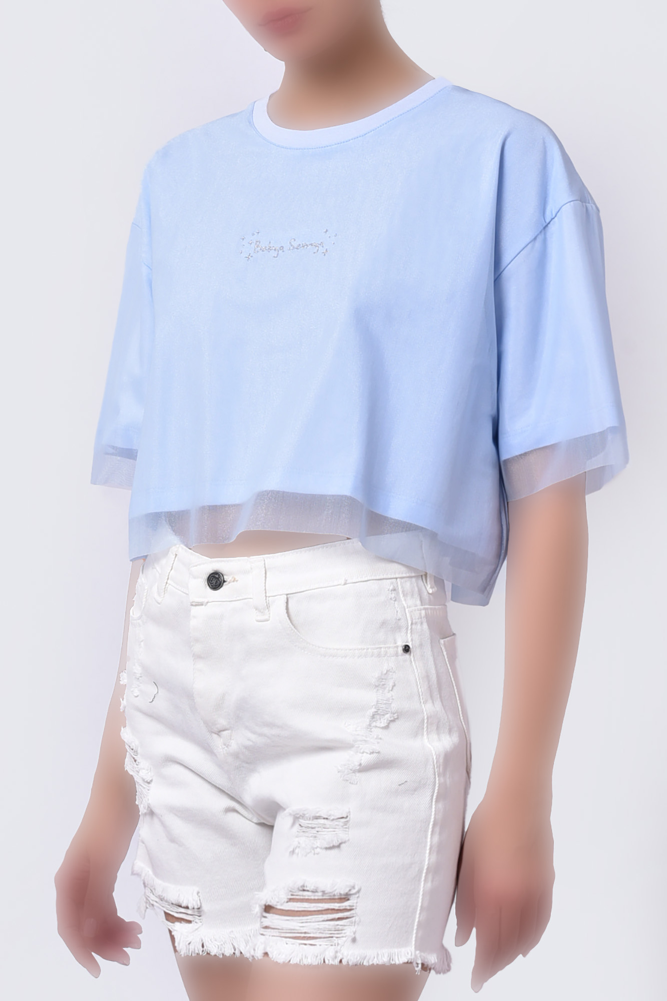 تیشرت آستین کوتاه گلدوزی دار زنانه