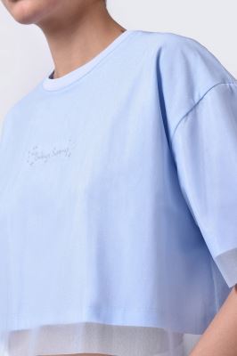 تیشرت آستین کوتاه گلدوزی دار زنانه