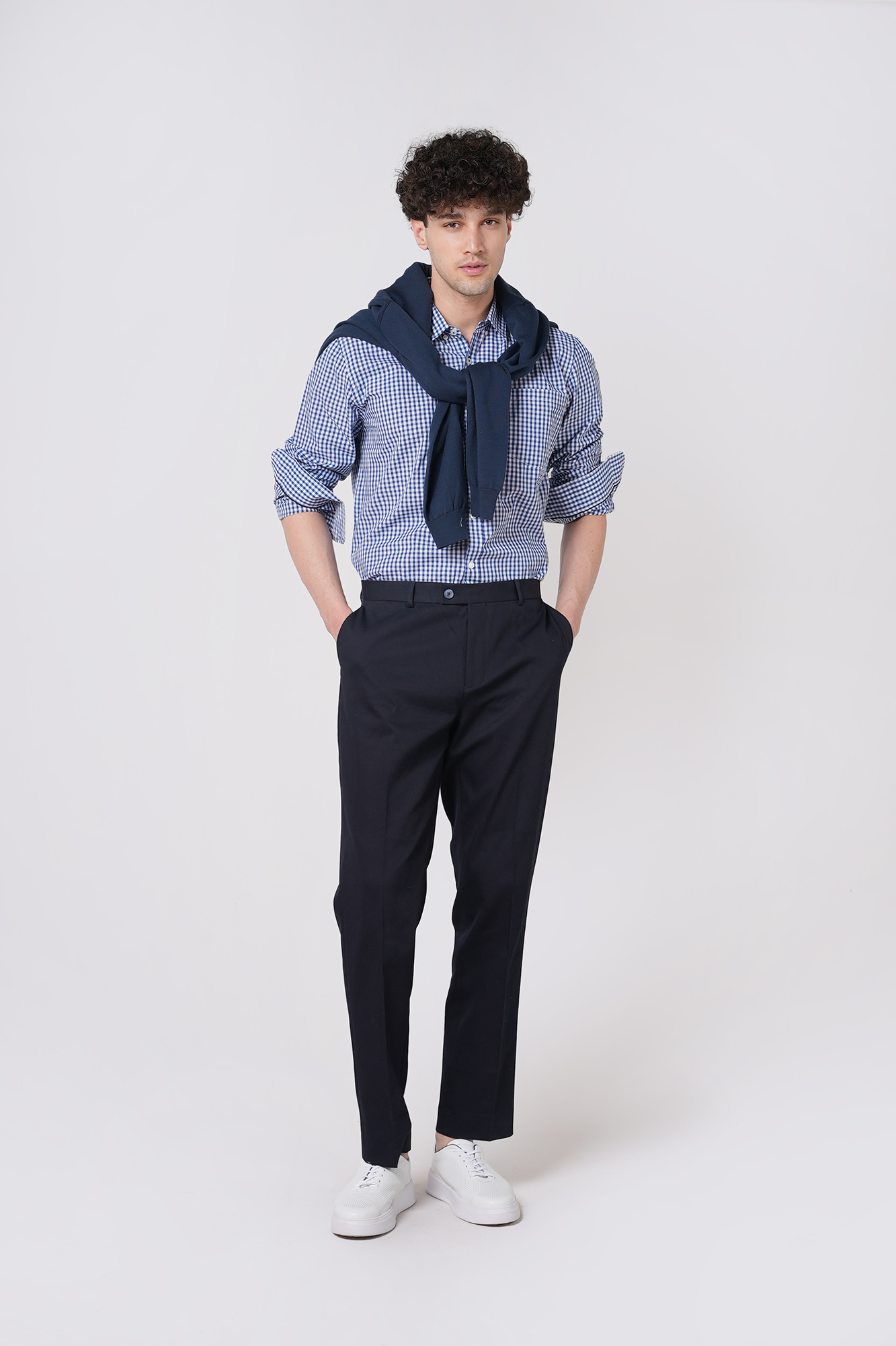 پیراهن آستین بلند چهارخانه مردانه