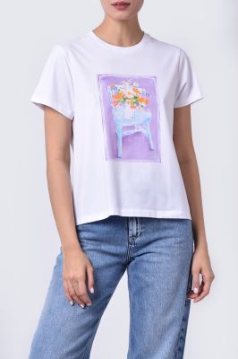 تیشرت آستین کوتاه چاپی زنانه