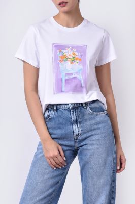 تیشرت آستین کوتاه چاپی زنانه