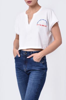 تیشرت آستین کوتاه چاپی زنانه