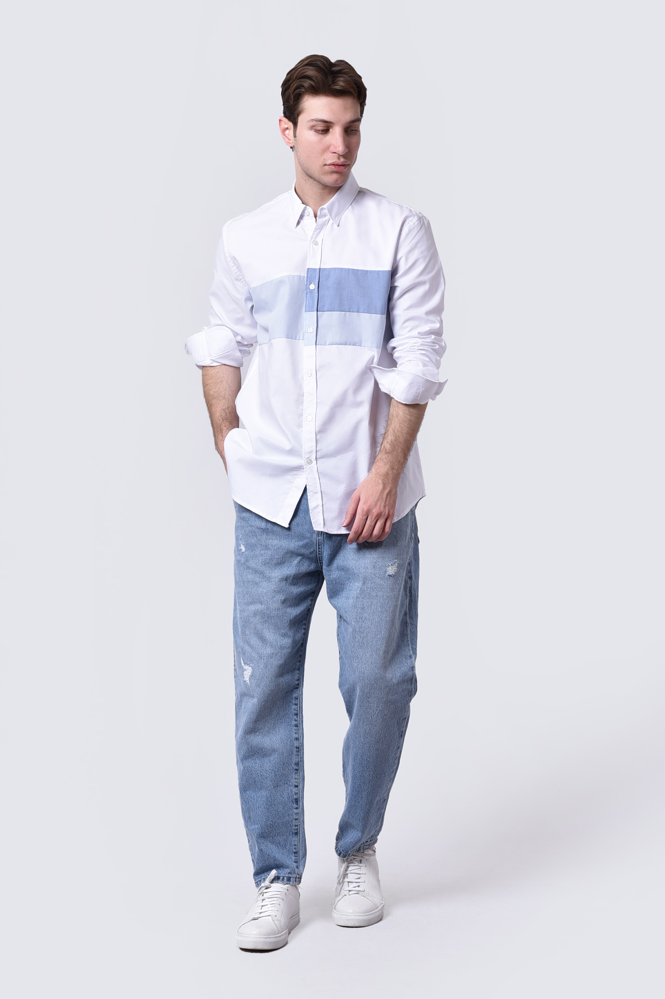 پیراهن آستین بلند طرحدار مردانه