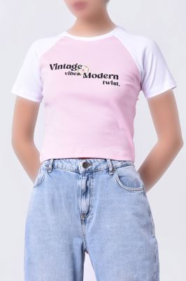 تیشرت آستین کوتاه چاپی زنانه