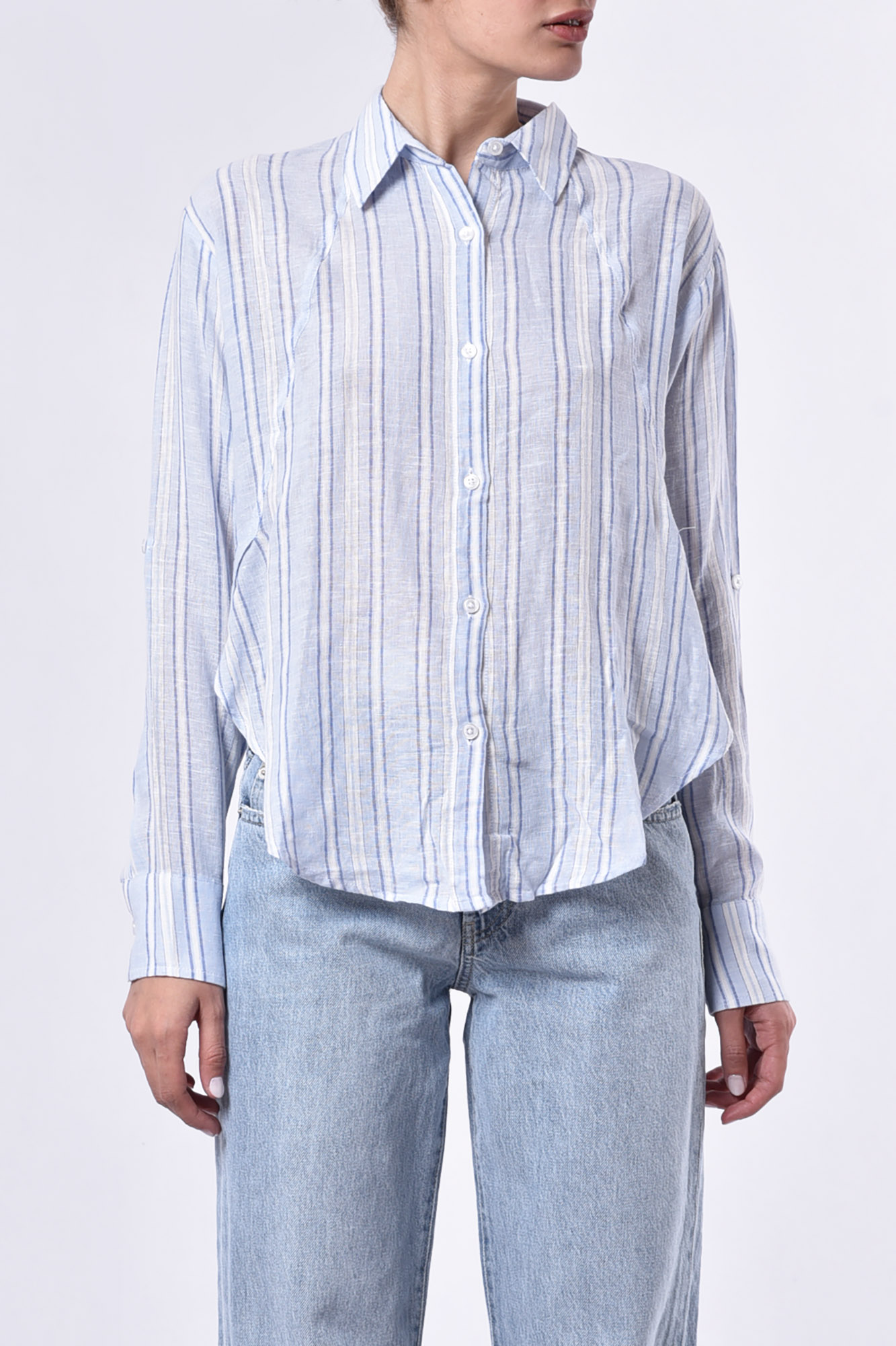 شومیز آستین بلند راه راه زنانه