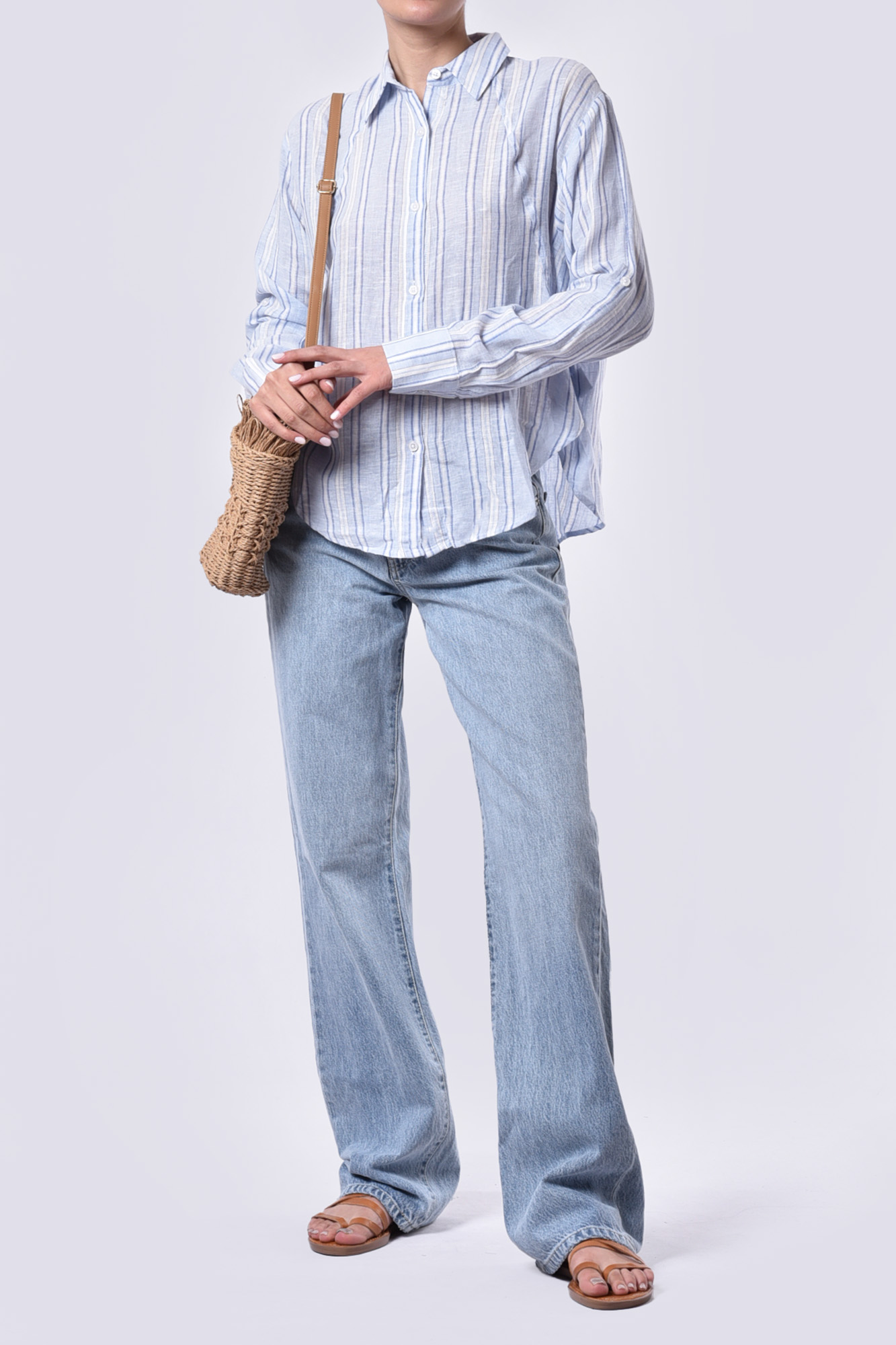 شومیز آستین بلند راه راه زنانه