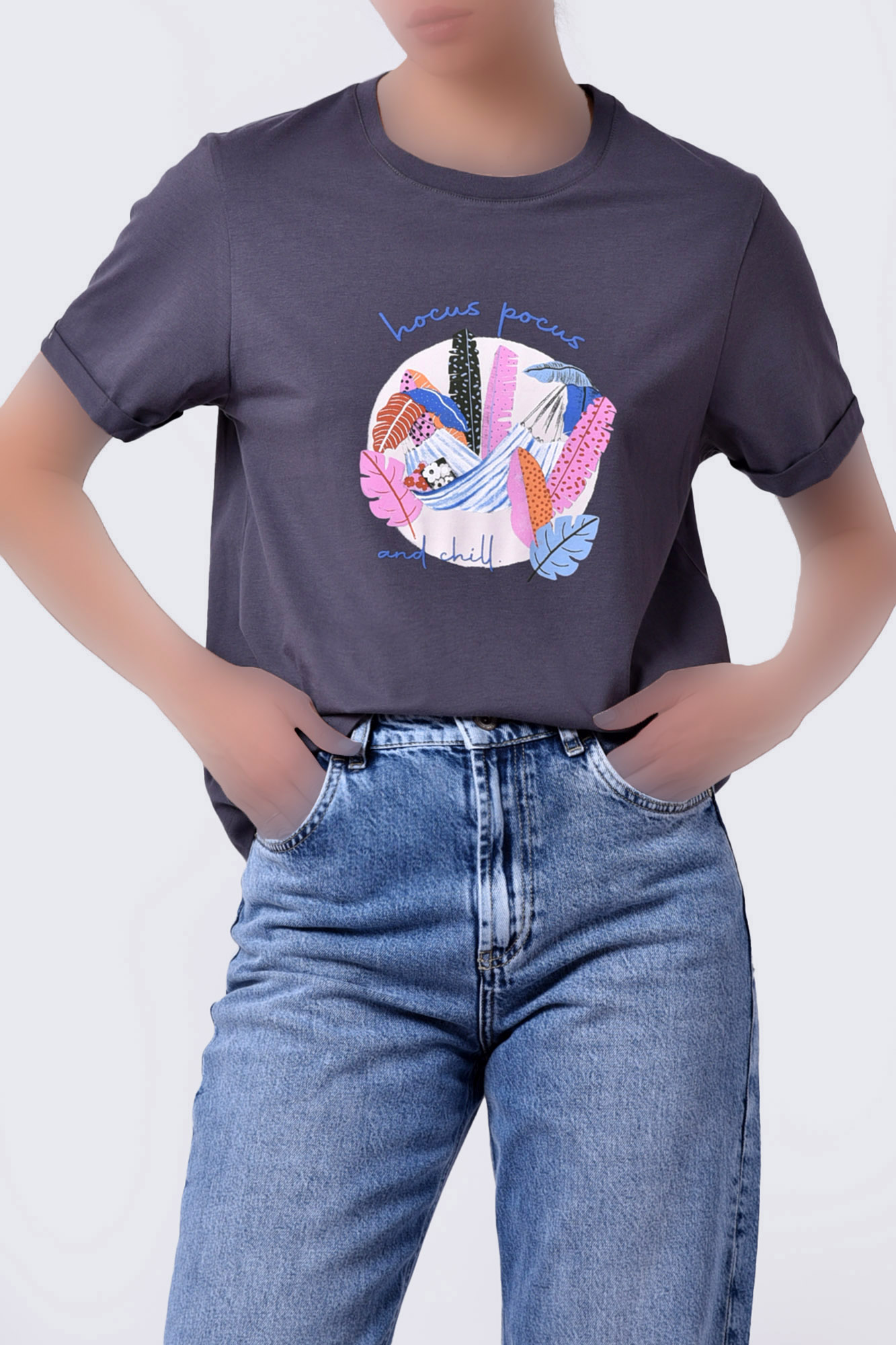 تیشرت آستین کوتاه چاپی زنانه