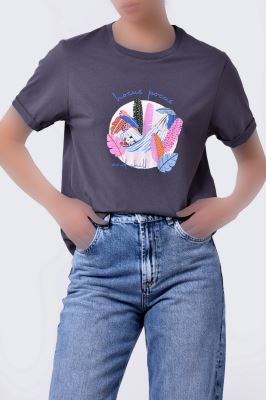 تیشرت آستین کوتاه چاپی زنانه