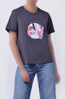 تیشرت آستین کوتاه چاپی زنانه