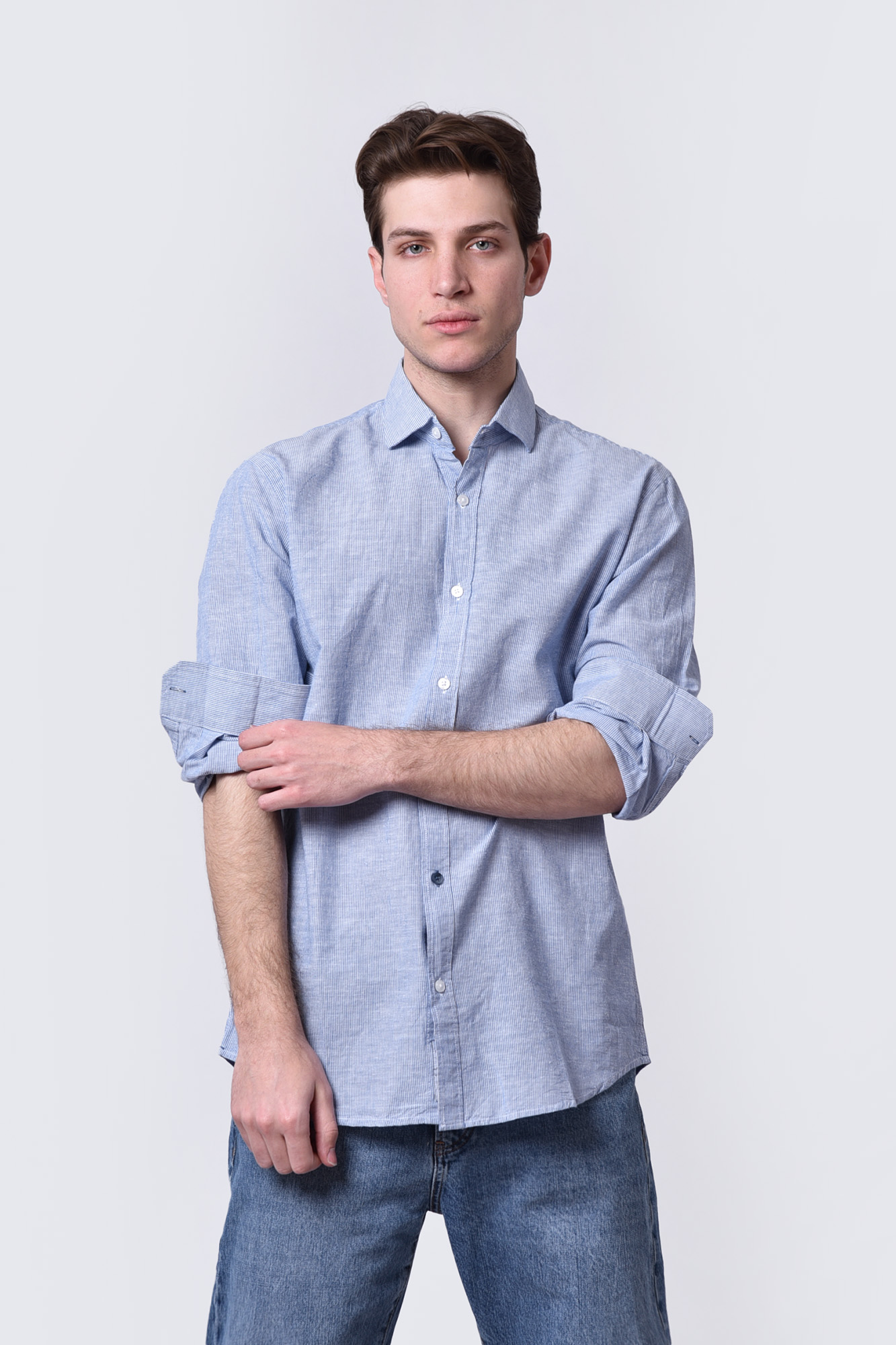 پیراهن آستین بلند راه راه مردانه