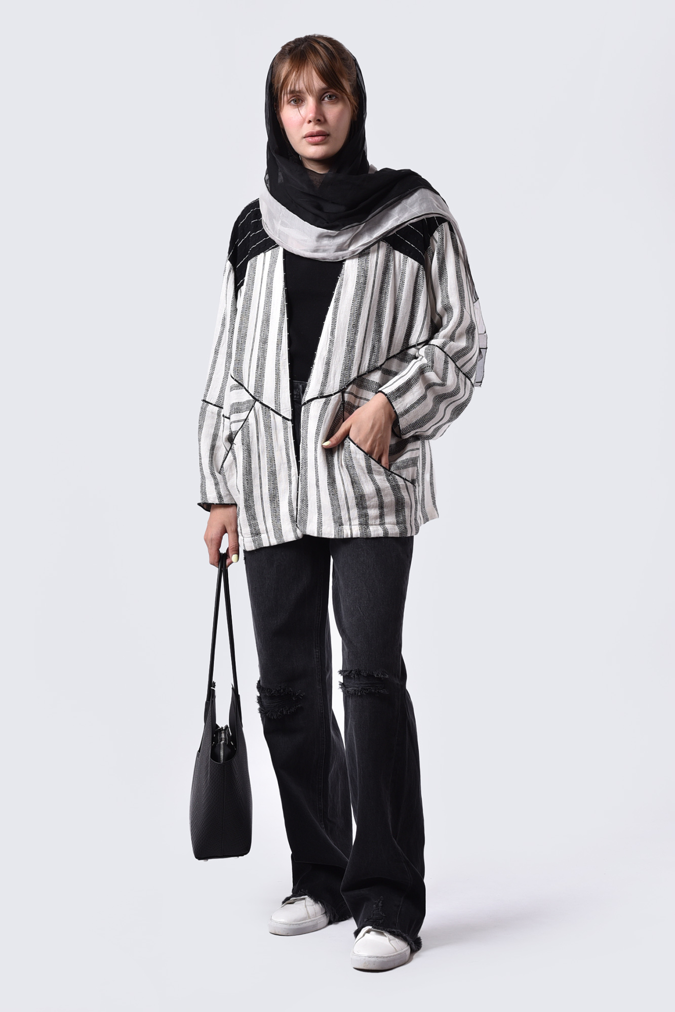 مانتو غیررسمی راه راه زنانه