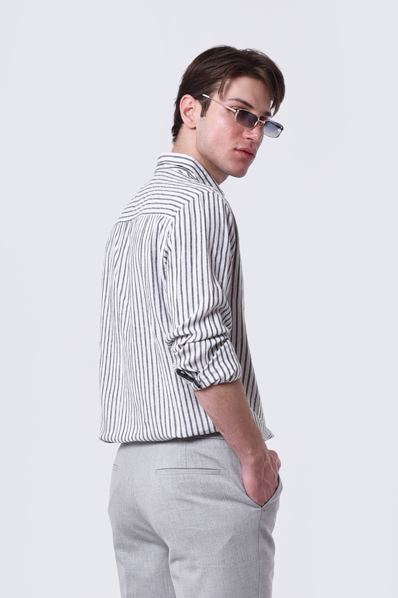 پیراهن آستین بلند راه راه مردانه