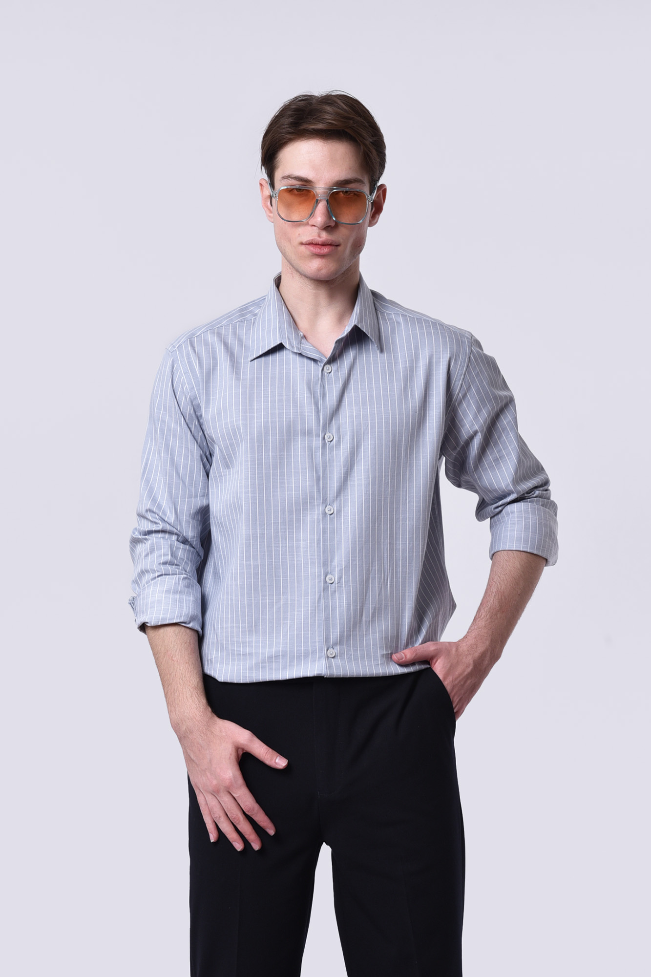 پیراهن آستین بلند راه راه مردانه