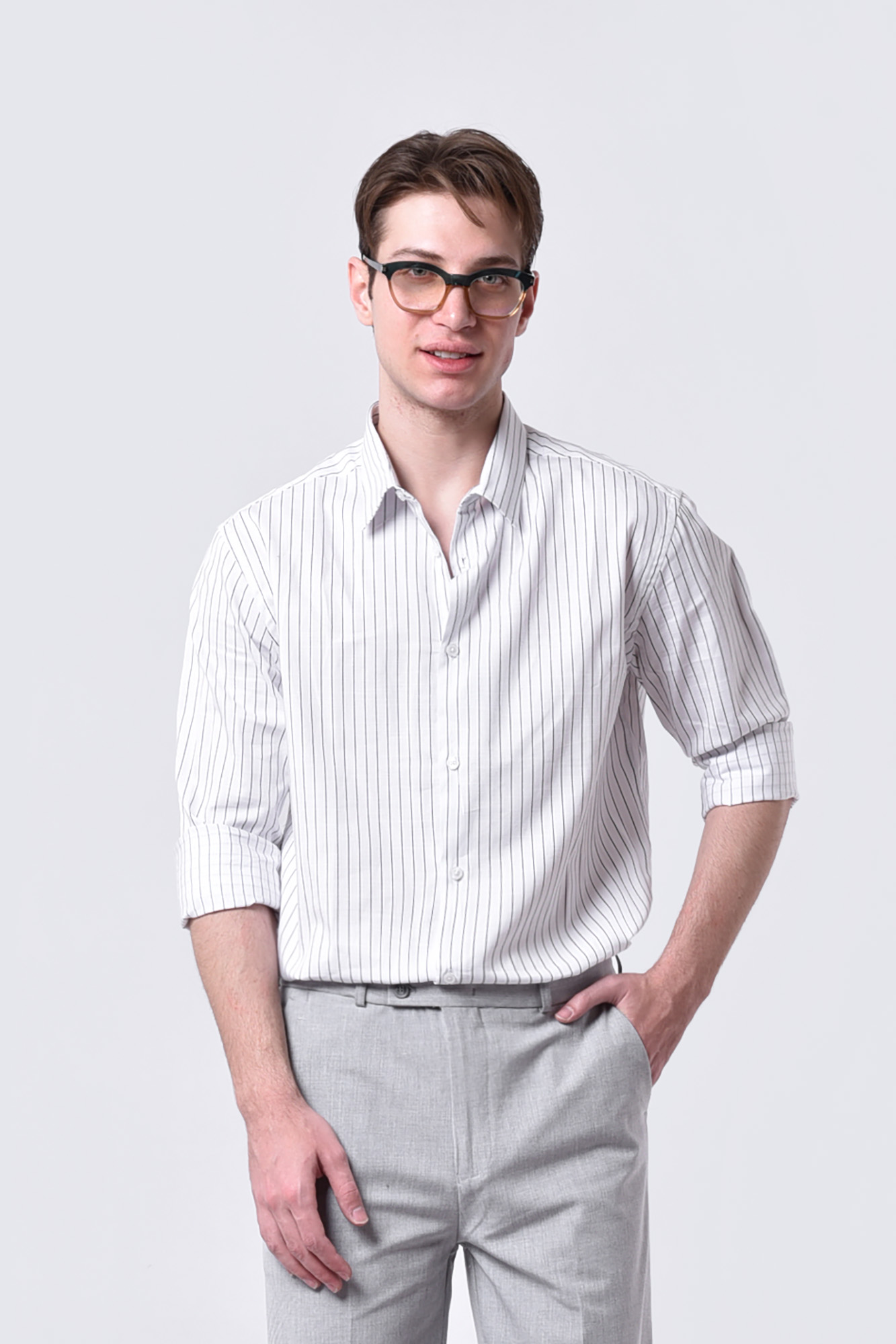 پیراهن آستین بلند راه راه مردانه