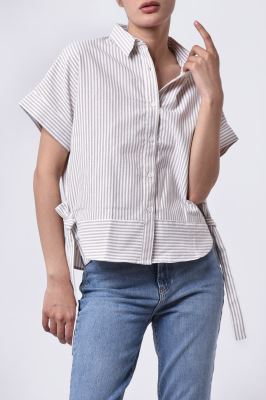 شومیز آستین کوتاه راه راه زنانه