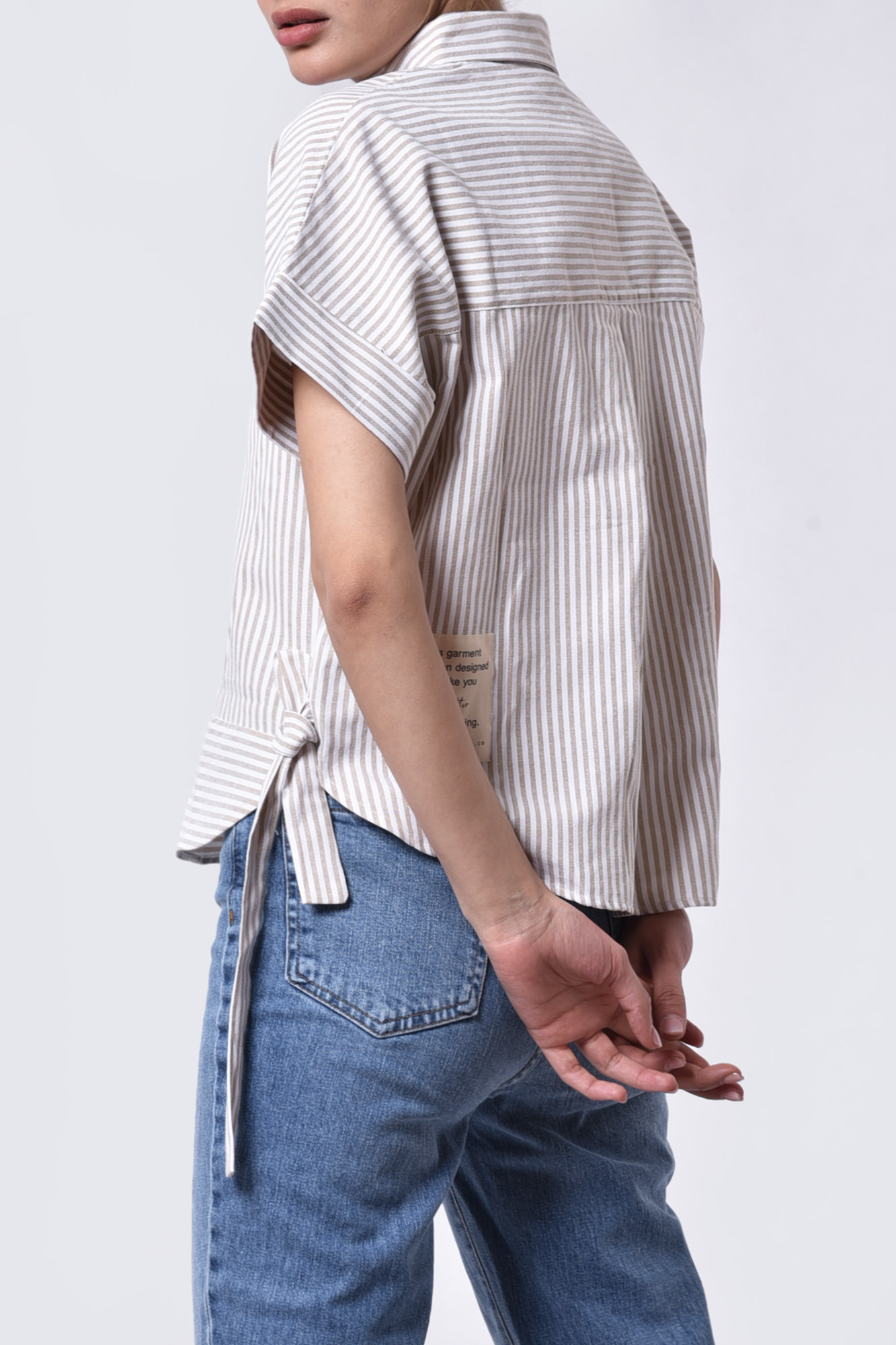 شومیز آستین کوتاه راه راه زنانه