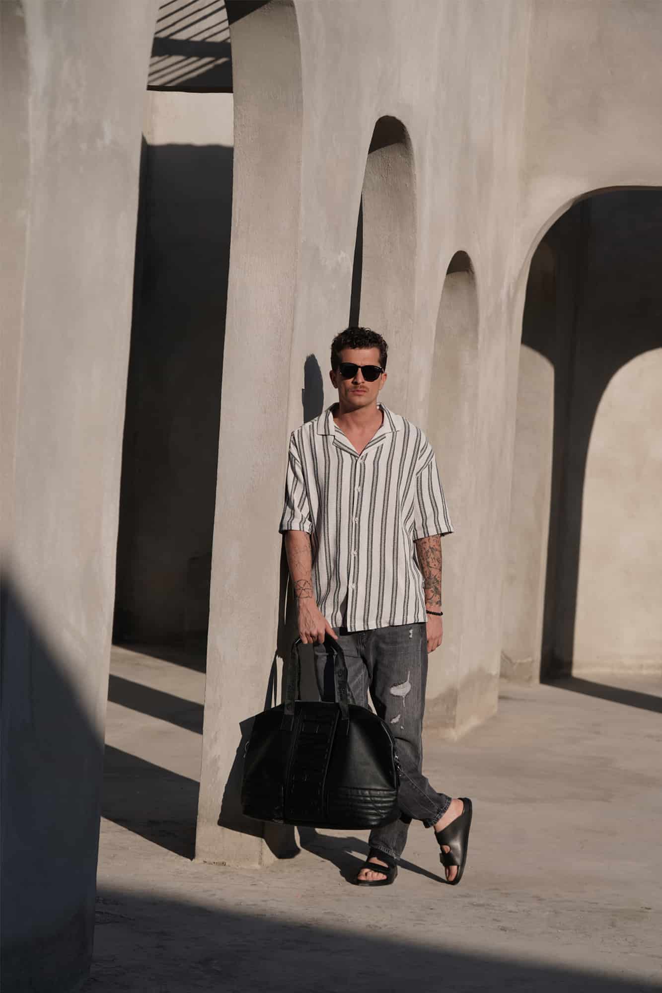 پیراهن آستین کوتاه راه راه مردانه