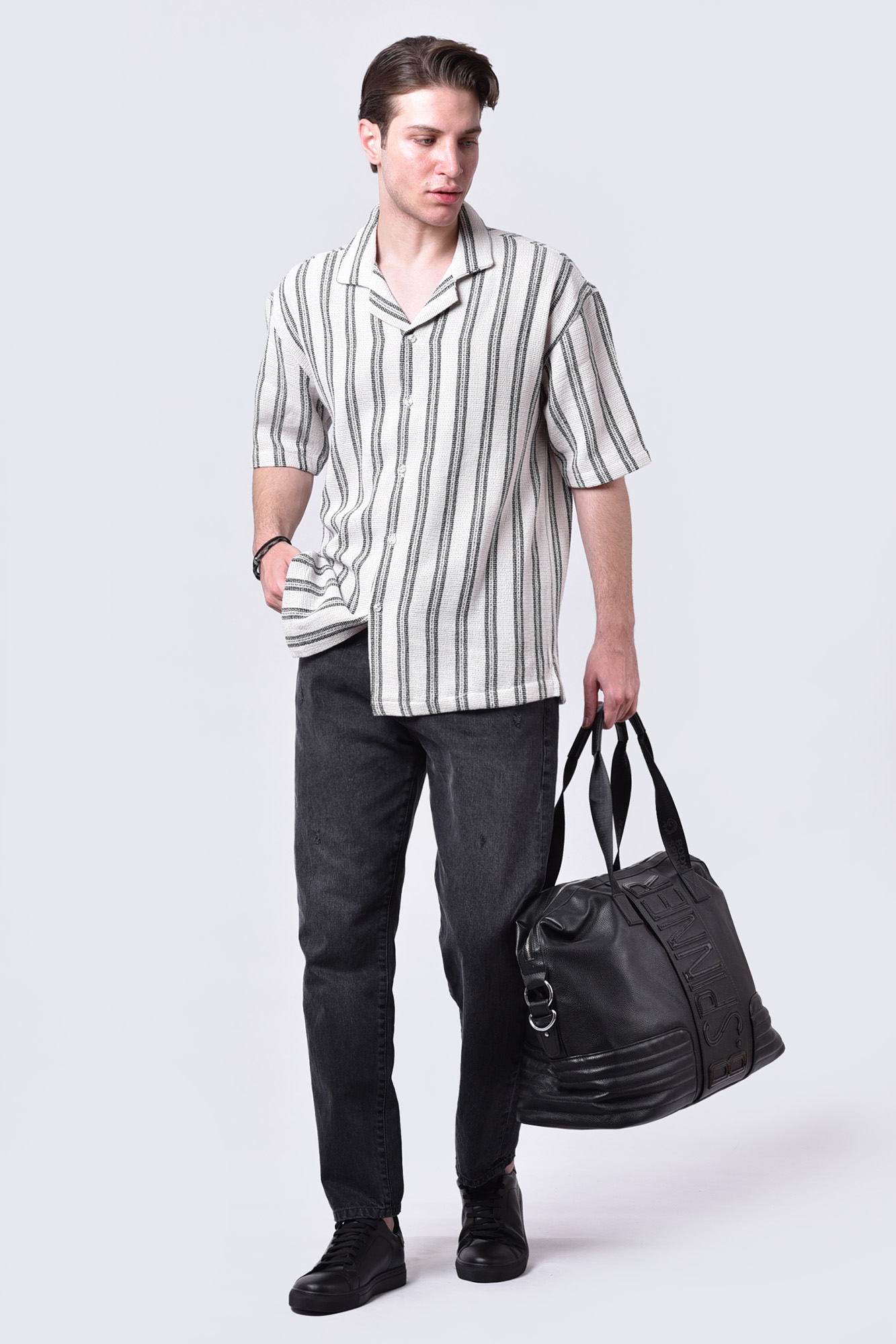 پیراهن آستین کوتاه راه راه مردانه