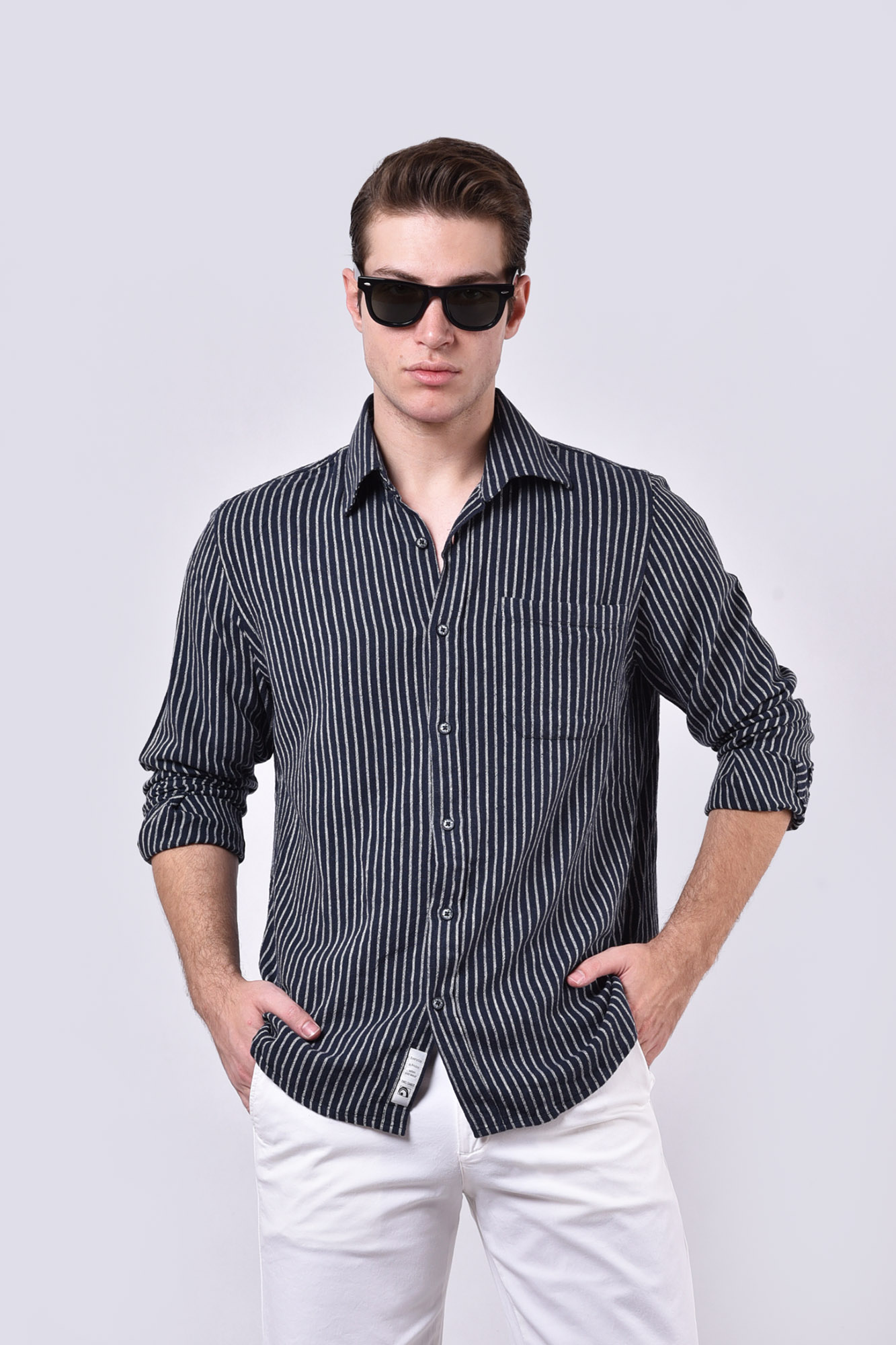 پیراهن آستین بلند راه راه مردانه