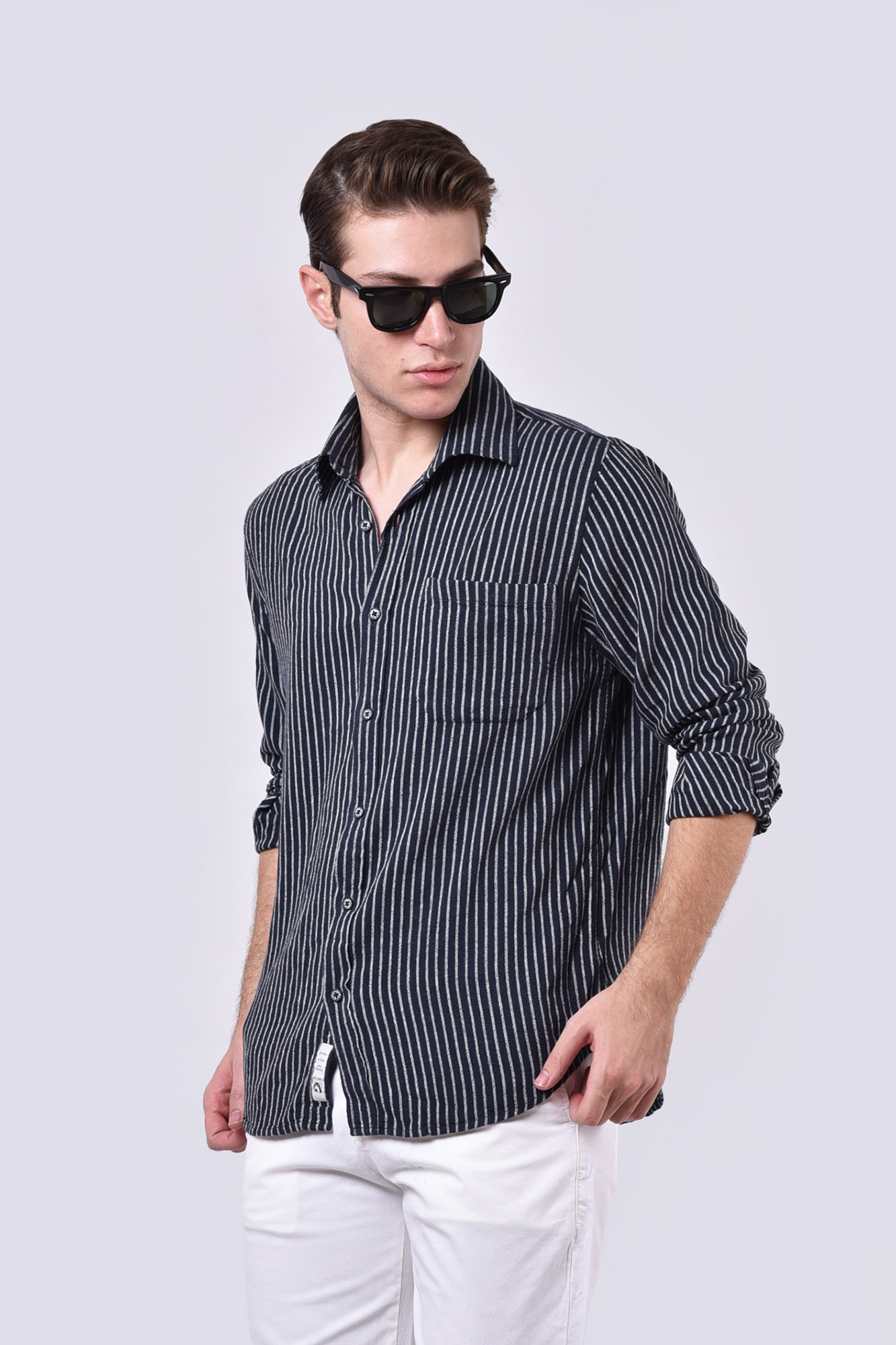 پیراهن آستین بلند راه راه مردانه