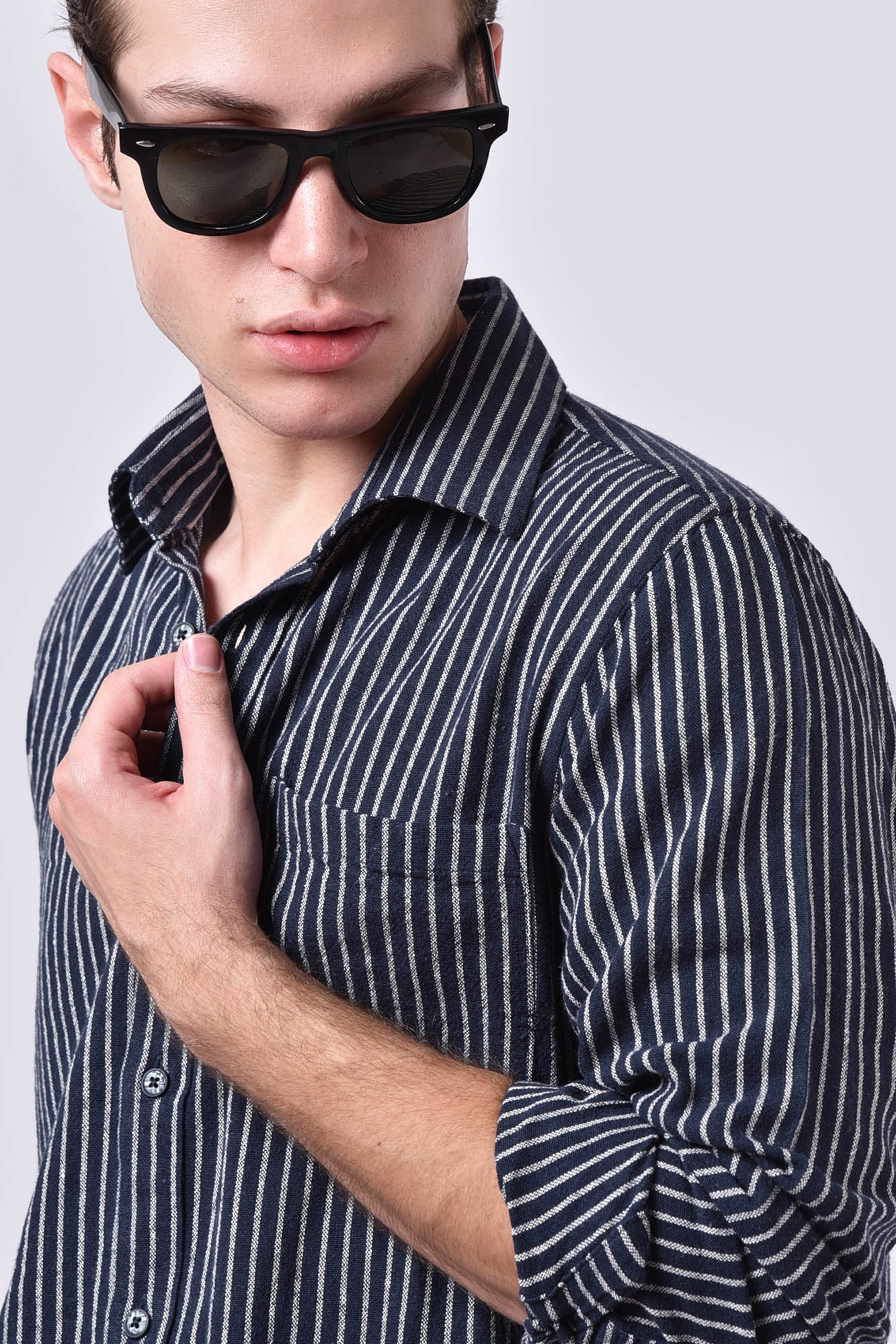 پیراهن آستین بلند راه راه مردانه