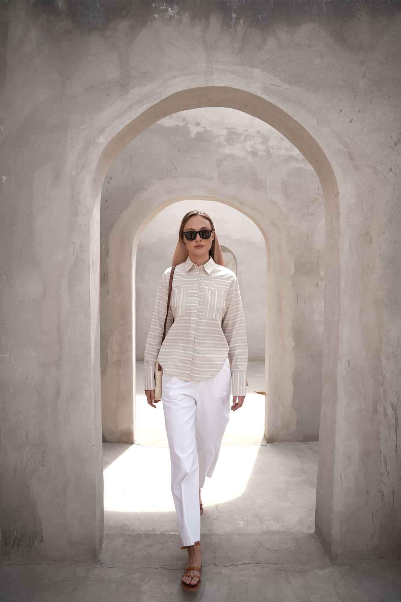 شومیز آستین بلند راه راه زنانه