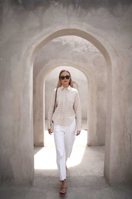 شومیز آستین بلند راه راه زنانه