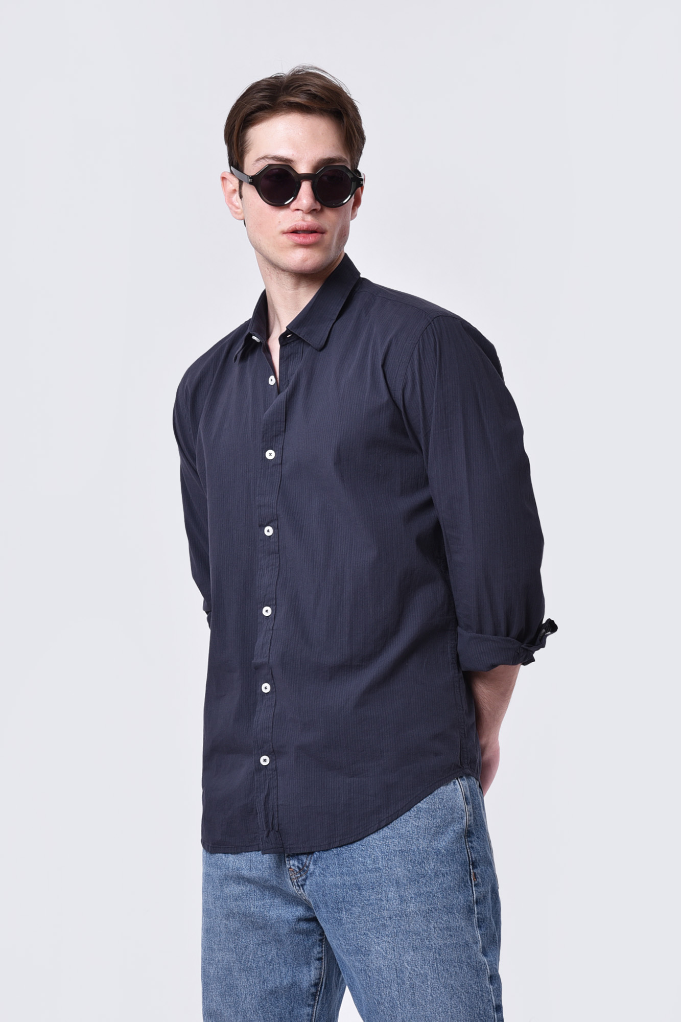 پیراهن آستین بلند راه راه مردانه