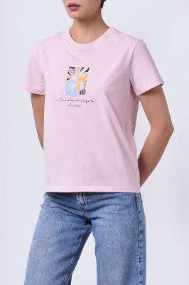 تیشرت آستین کوتاه چاپی زنانه