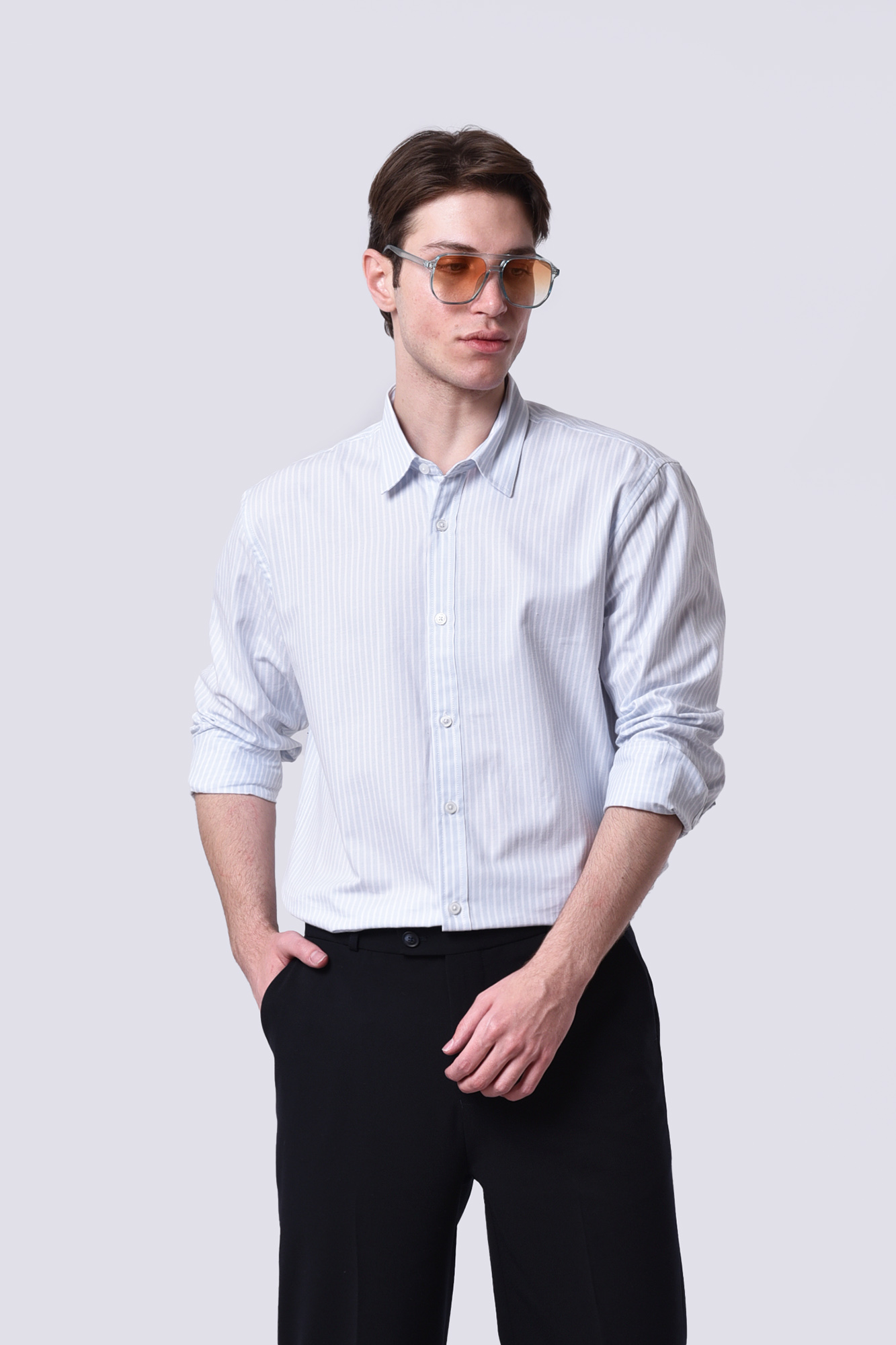 پیراهن آستین بلند راه راه مردانه