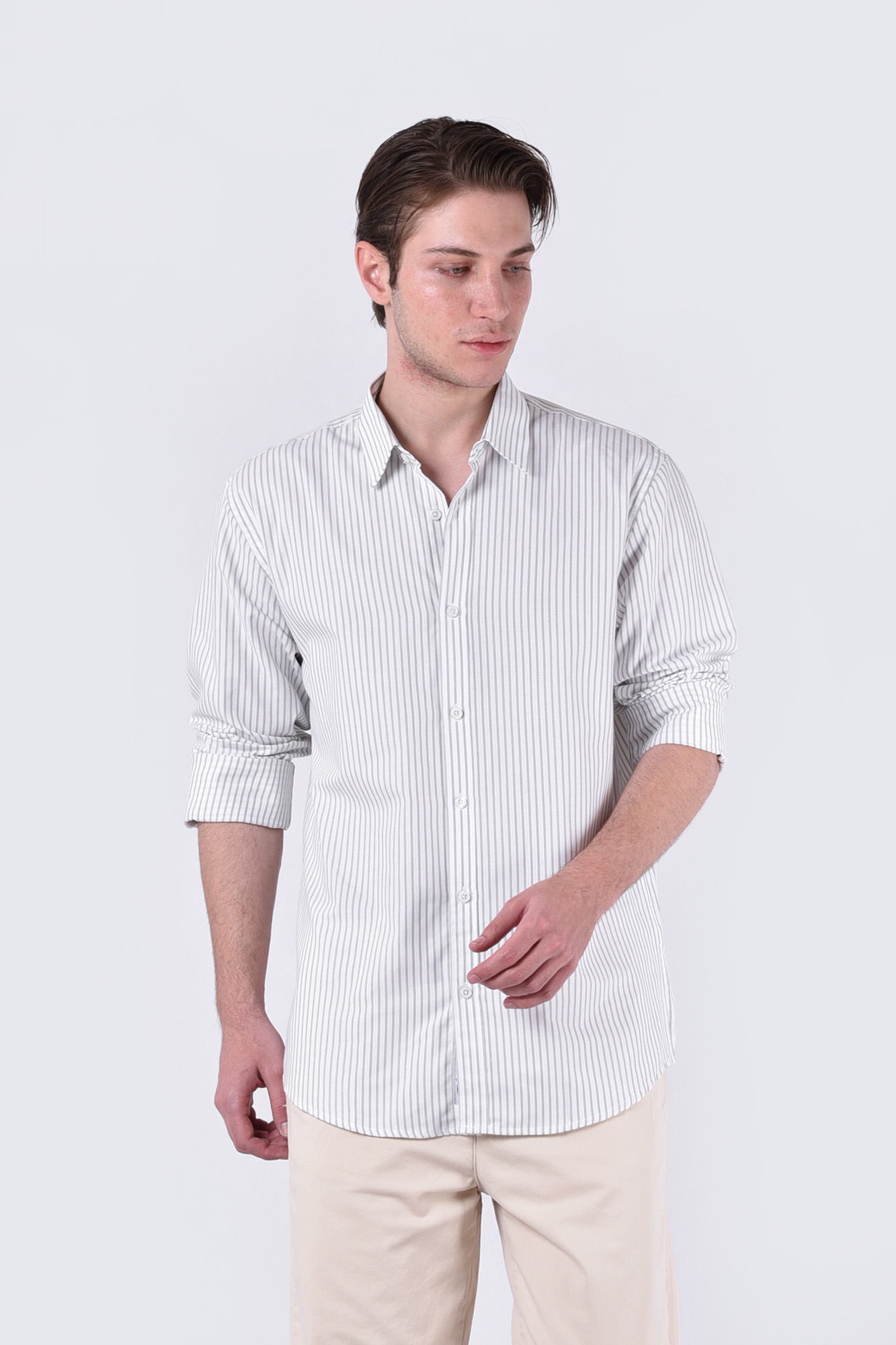 پیراهن آستین بلند راه راه مردانه