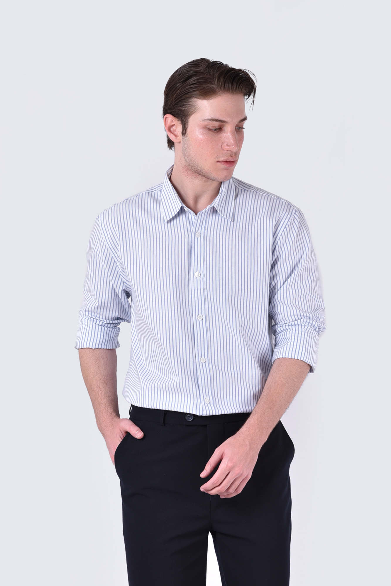 پیراهن آستین بلند راه راه مردانه