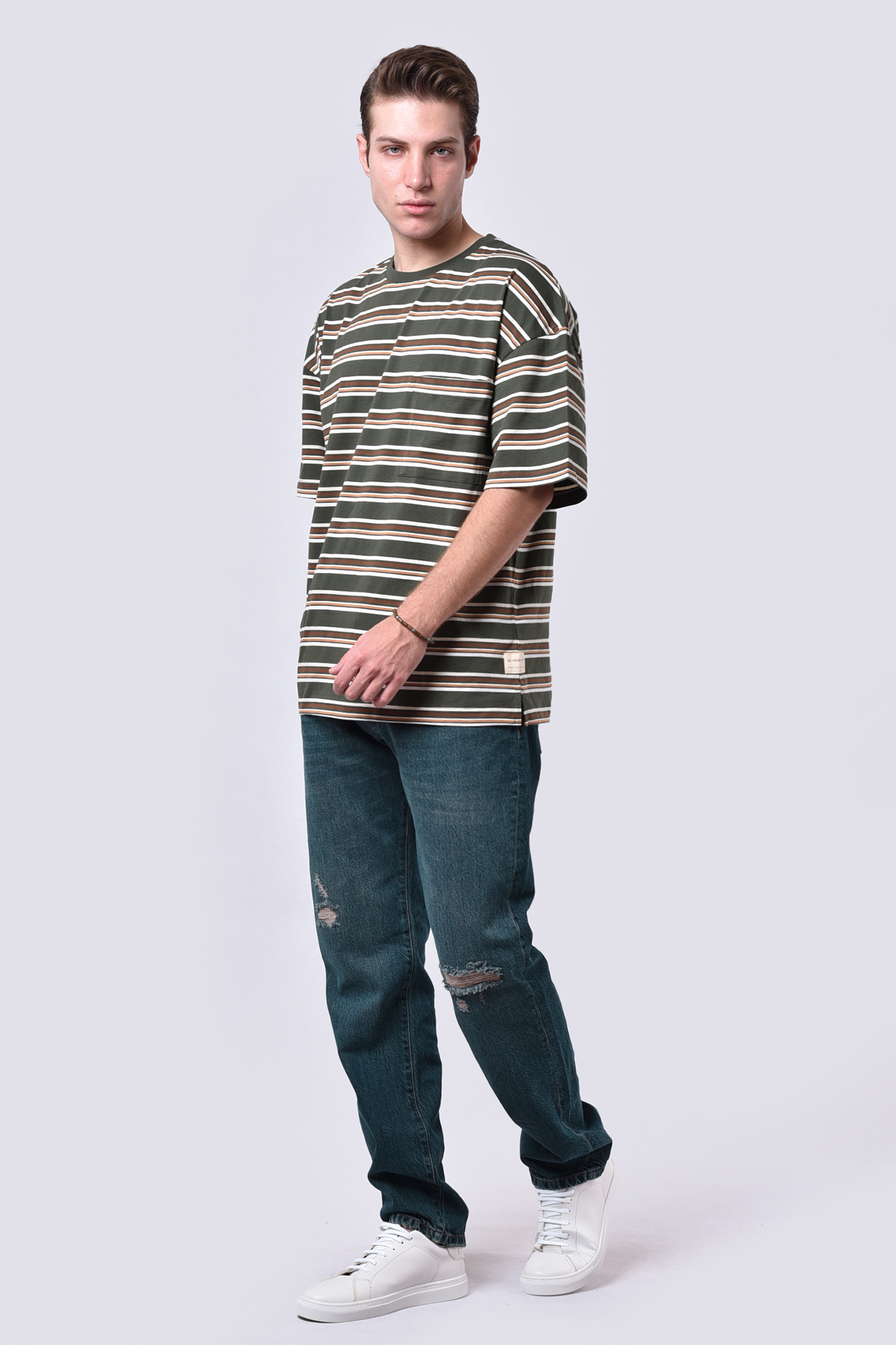 تیشرت آستین کوتاه راه راه مردانه