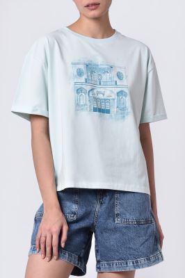 تیشرت آستین کوتاه چاپی زنانه