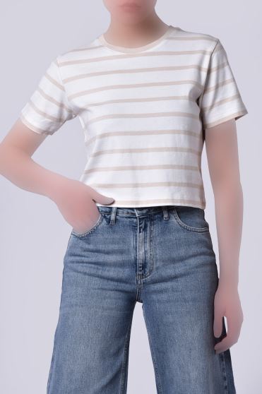 تیشرت آستین کوتاه راه راه زنانه