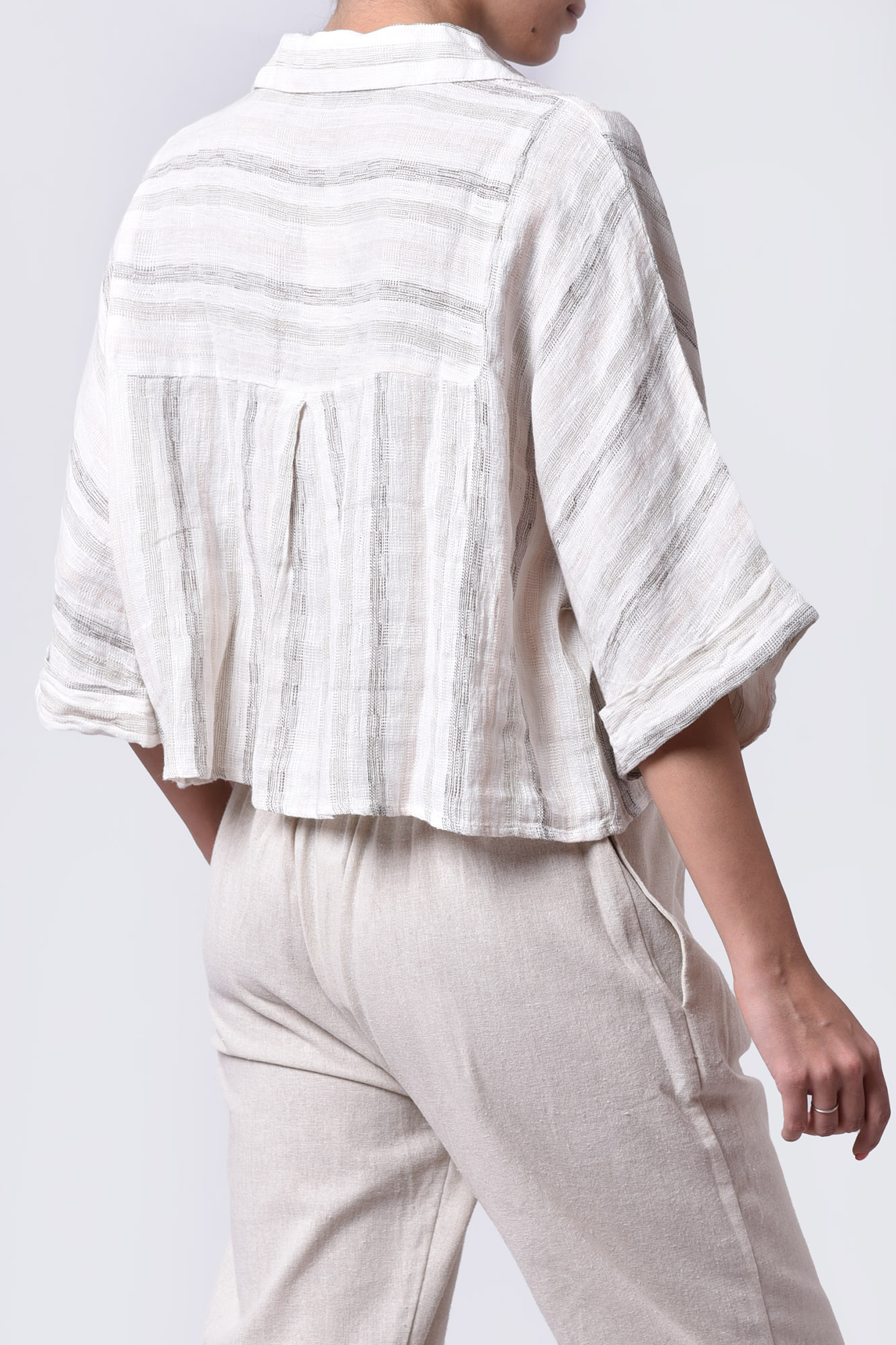 شومیز آستین کوتاه راه راه زنانه