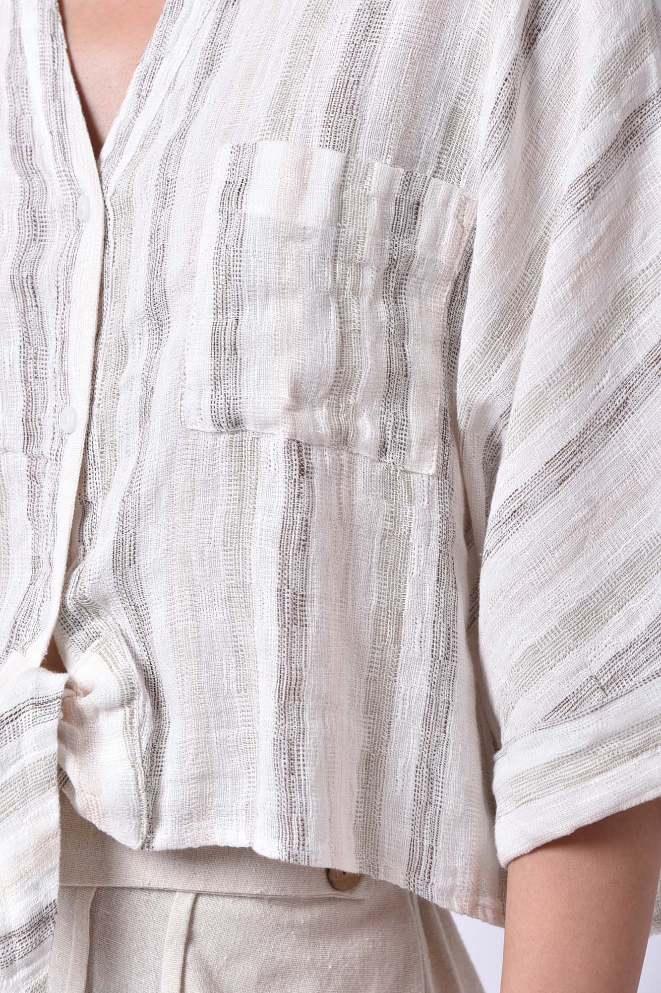 شومیز آستین کوتاه راه راه زنانه