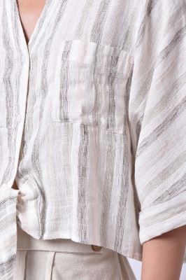 شومیز آستین کوتاه راه راه زنانه