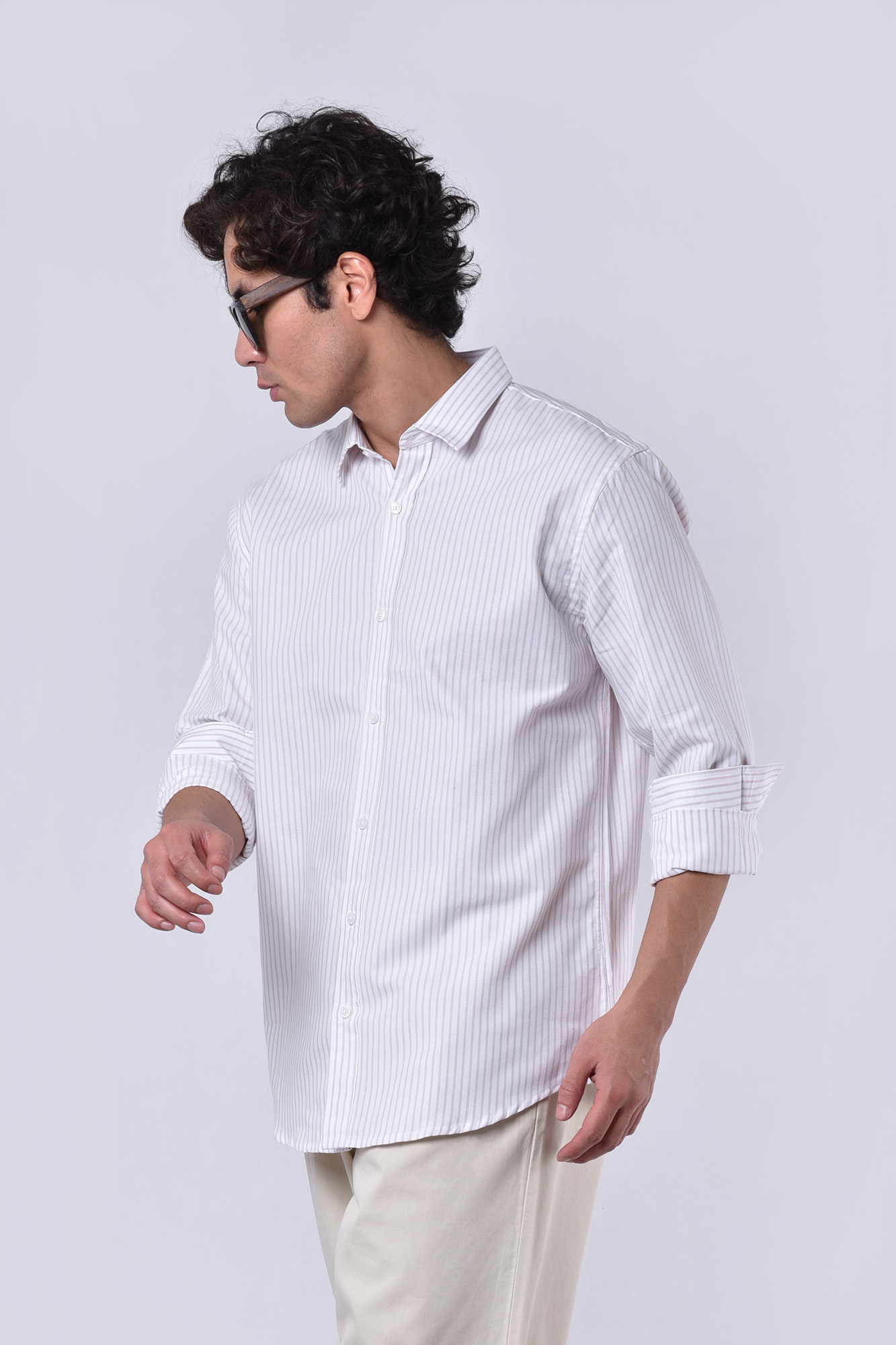 پیراهن آستین بلند راه راه مردانه