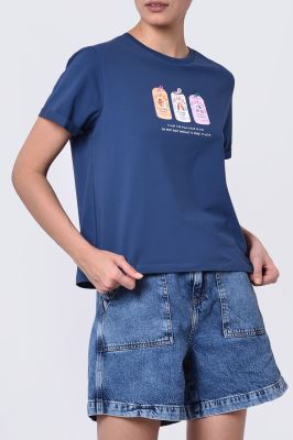 تیشرت آستین کوتاه چاپی زنانه