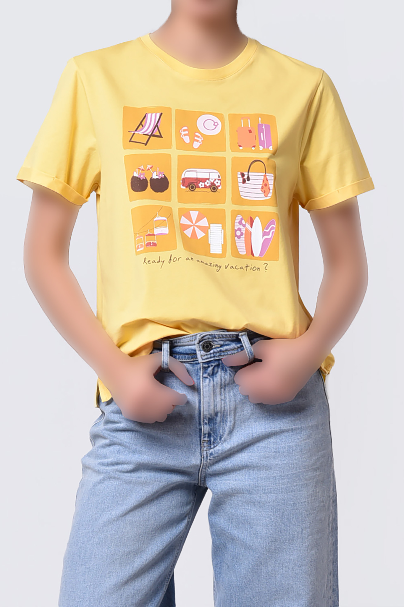 تیشرت آستین کوتاه چاپی زنانه