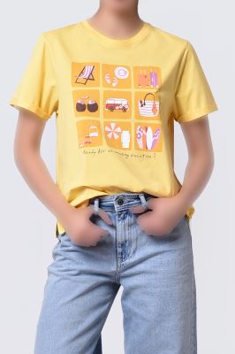 تیشرت آستین کوتاه چاپی زنانه