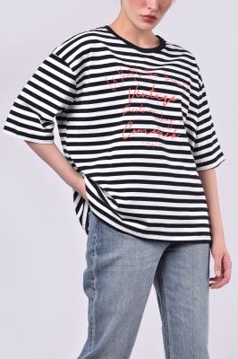 تیشرت آستین کوتاه راه راه زنانه